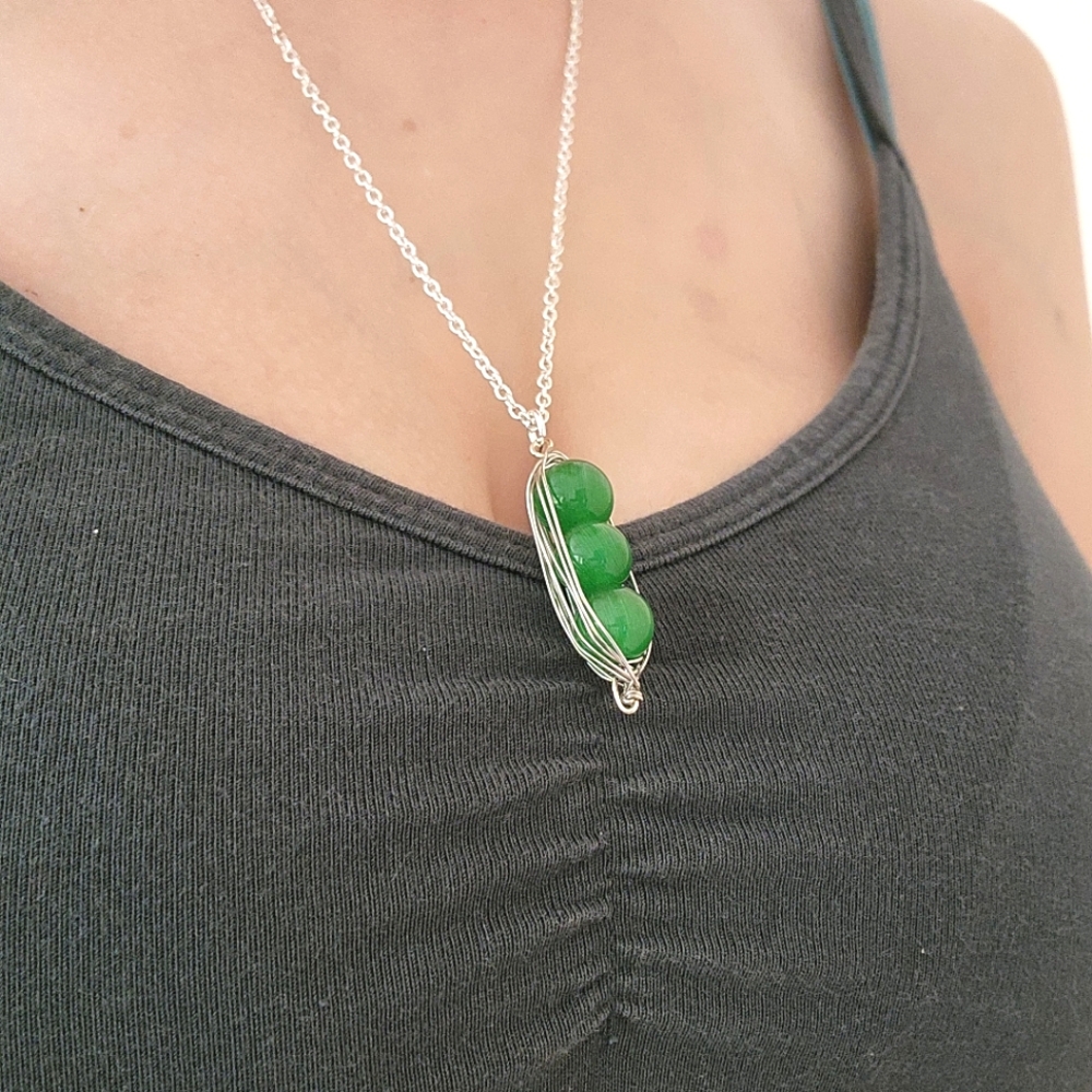 3 Peas in a Pod Friendship Necklace - Silver